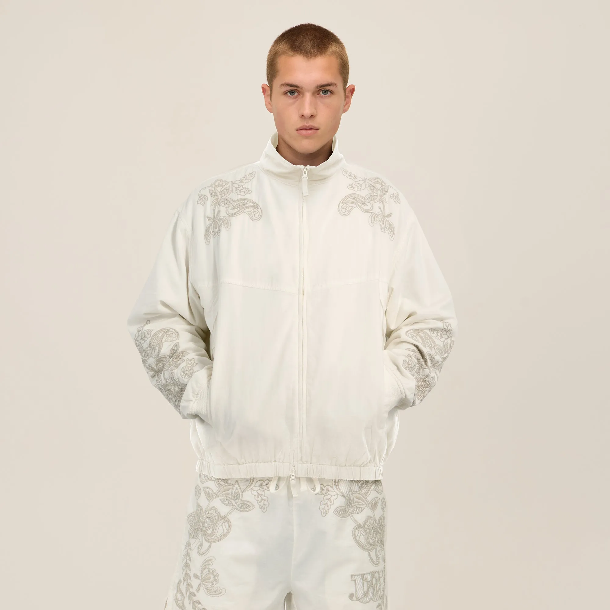 Comfortable Arch Support Pad Kith For Wilson Embroidered Mesh Track Jacket - White