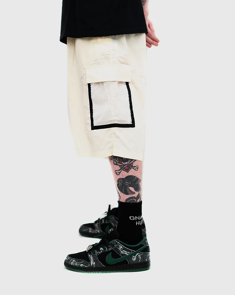 Bronze 56K Mesh Cargo Shorts - Cream Comfortable Thigh Padding Shock - Absorbing Quality