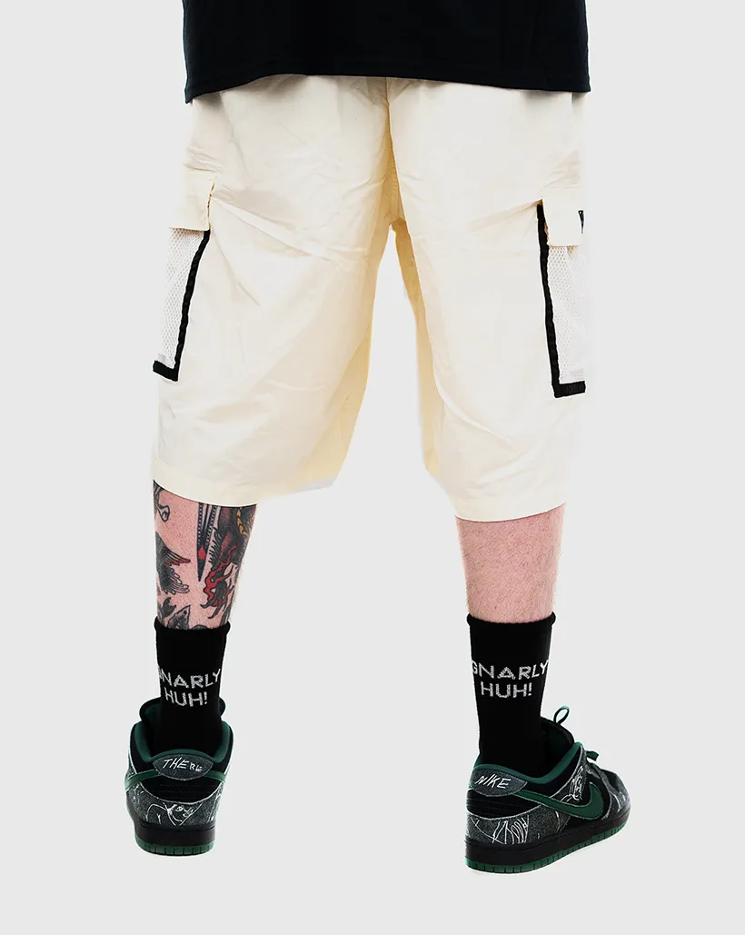 Brand Reimaging Bronze 56K Mesh Cargo Shorts - Cream