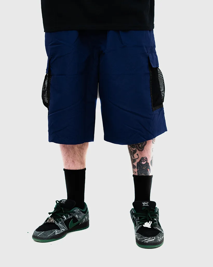 Comfortable Elastic Circumstance Organize Bronze 56K Mesh Cargo Shorts - Navy