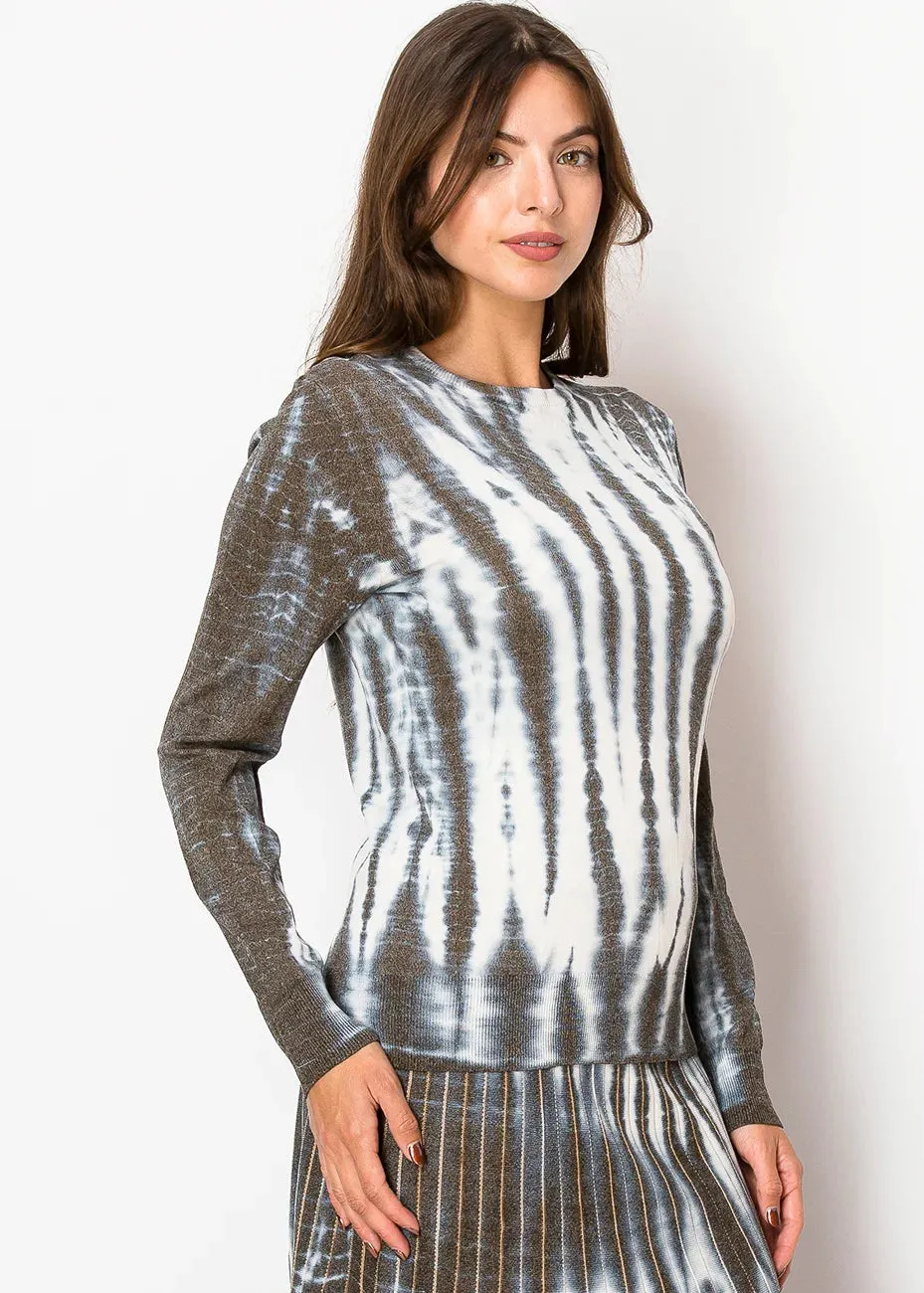 Pull tricoté tie-dye marron