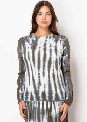 Pull tricoté tie-dye marron
