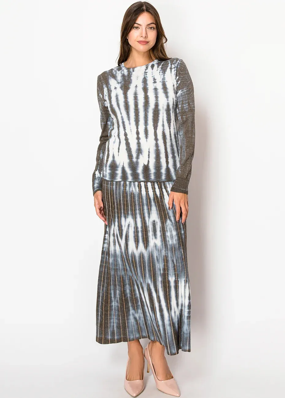 Pull tricoté tie-dye marron
