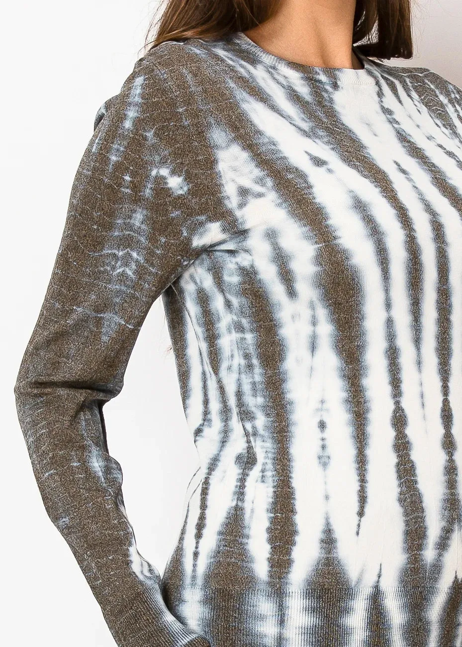 Pull tricoté tie-dye marron