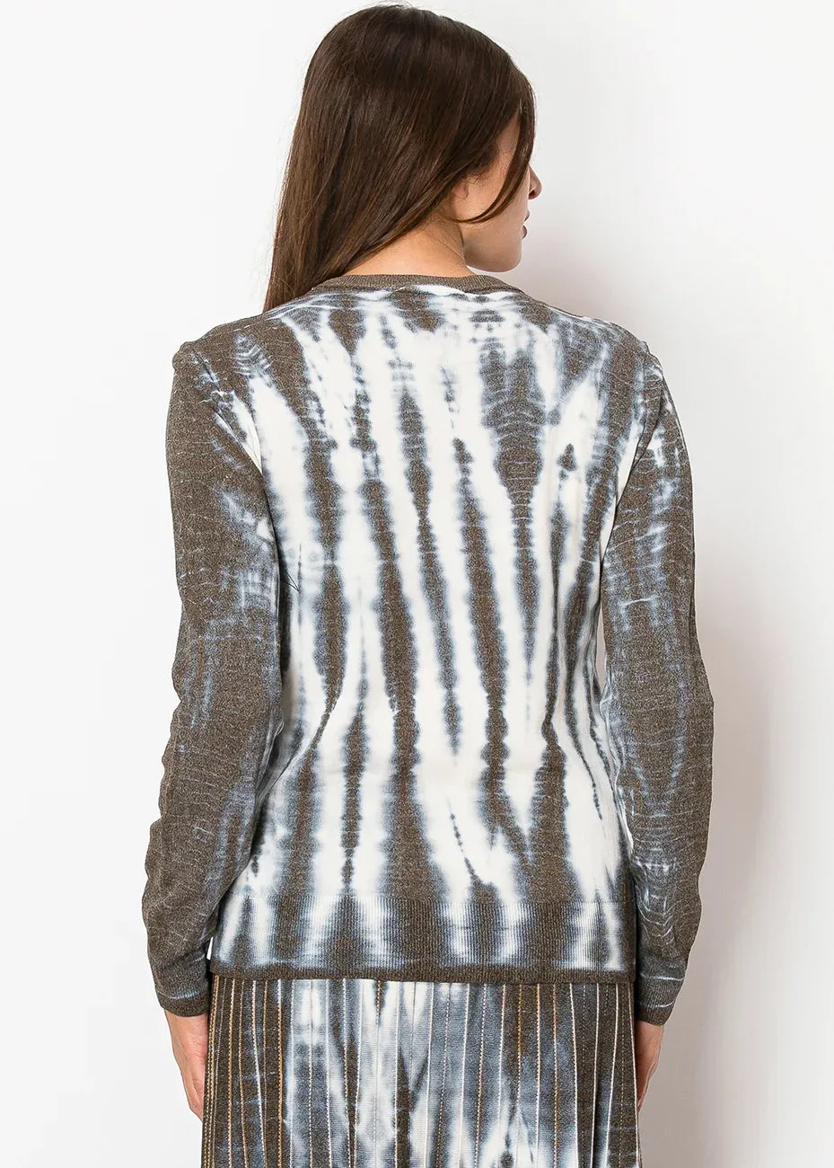 Pull tricoté tie-dye marron