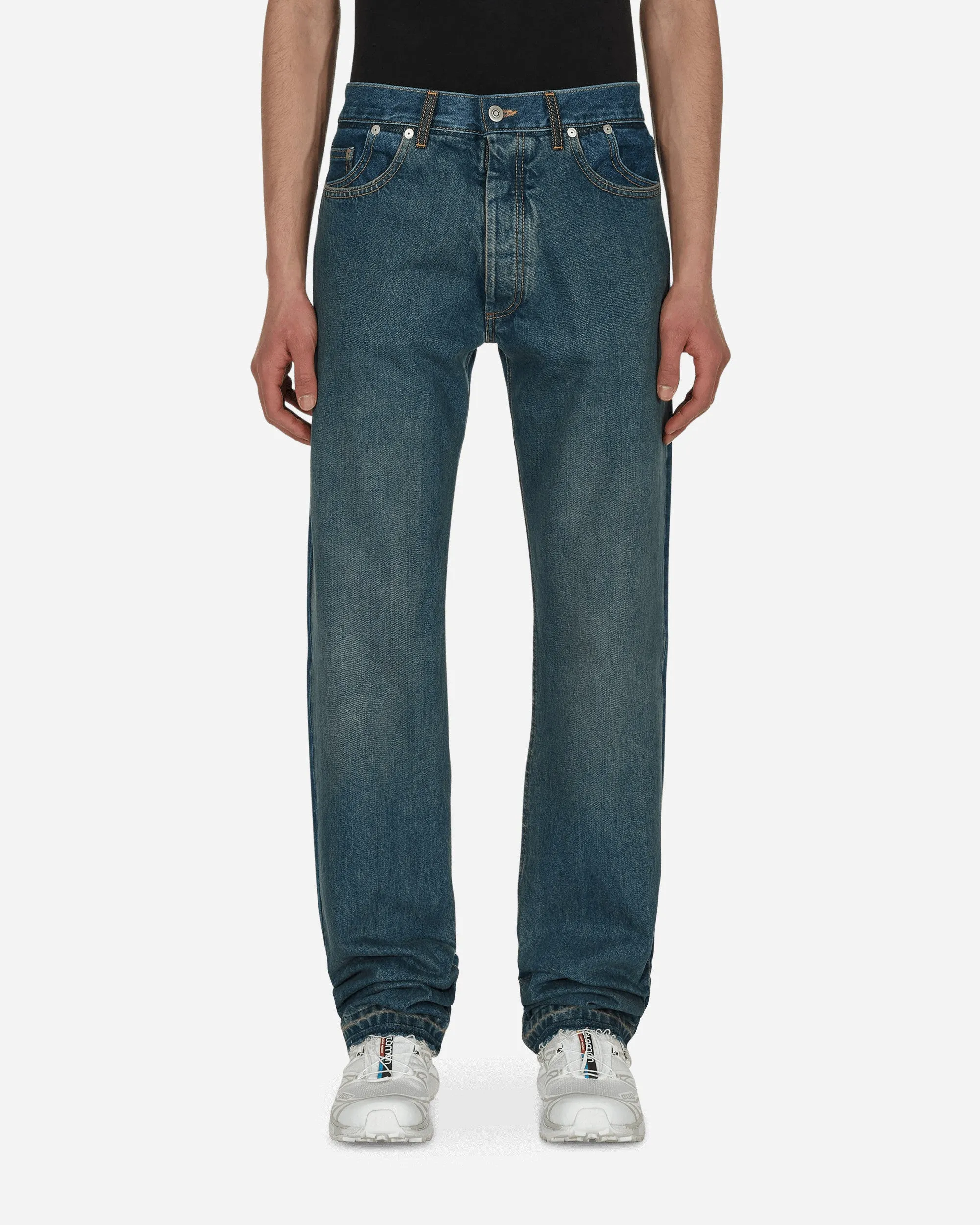 Straight-Leg Faded Denim Pants Blue Lipstick Comfort Division