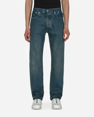 Straight-Leg Faded Denim Pants Blue Lipstick Comfort Division