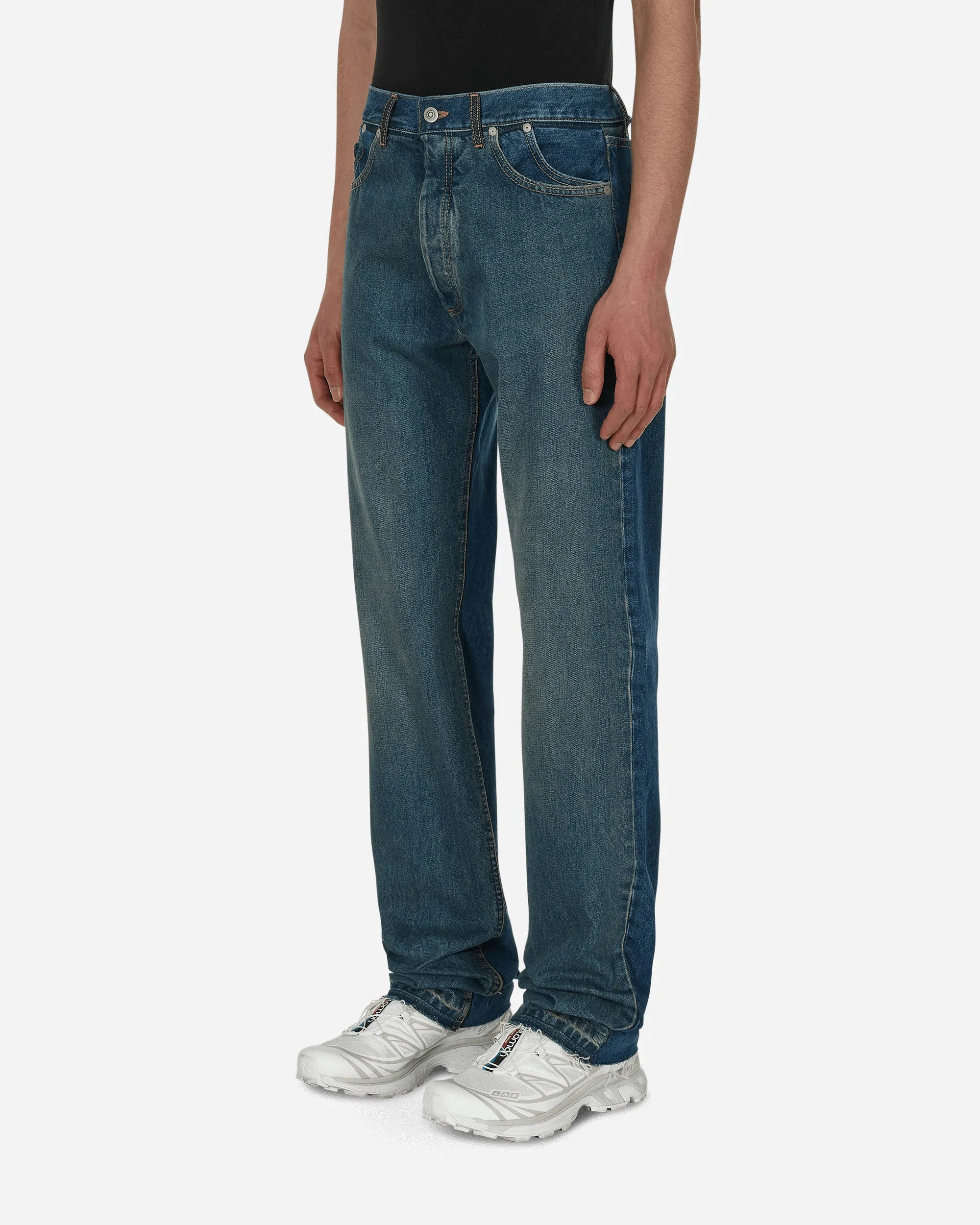 Straight-Leg Faded Denim Pants Blue Durable Denim Passport