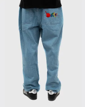 Sequined Filling User History Butter Goods Art Denim Jeans - Mid Blue