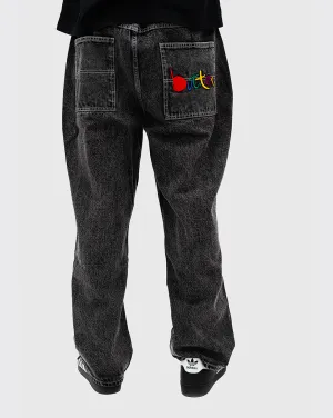 Elastic Collar Trim Butter Goods Art Denim Jeans - Washed Black