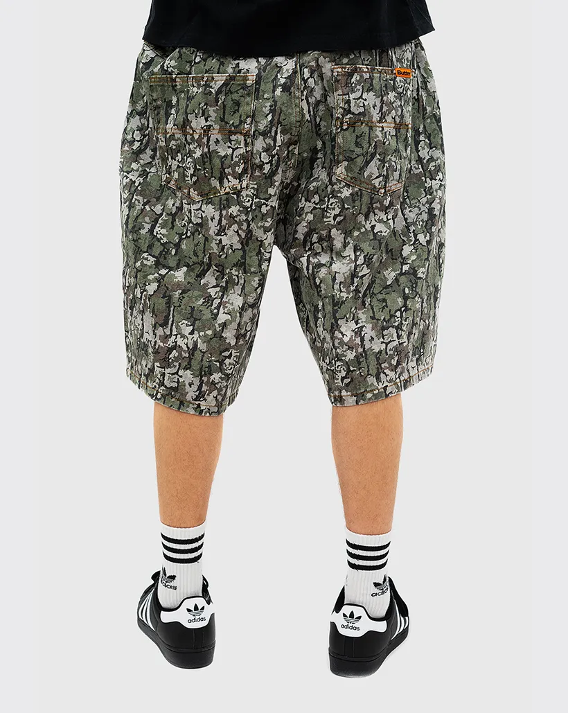 Anti - Loyal Swingy Butter Goods Bark Denim Shorts - Army
