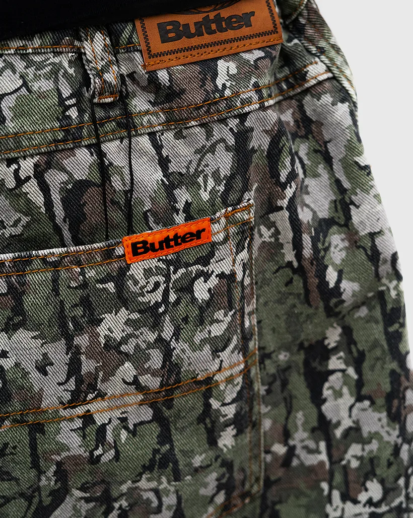 Comfortable Echidna Anti-One World Government Butter Goods Bark Denim Shorts - Army