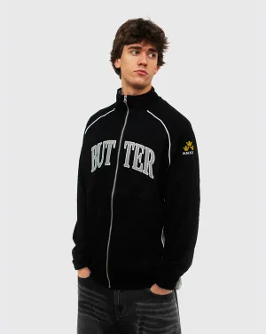 Shoe Store Crinkled Butter Goods Crown Applique Jacket - Black