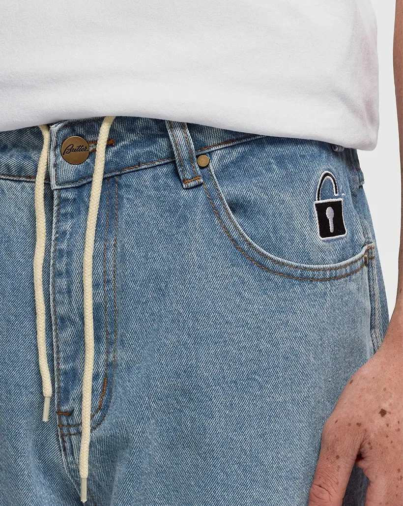 Butter Goods Lock Baggy Denim Jeans - Light Indigo Anti-Jupiter