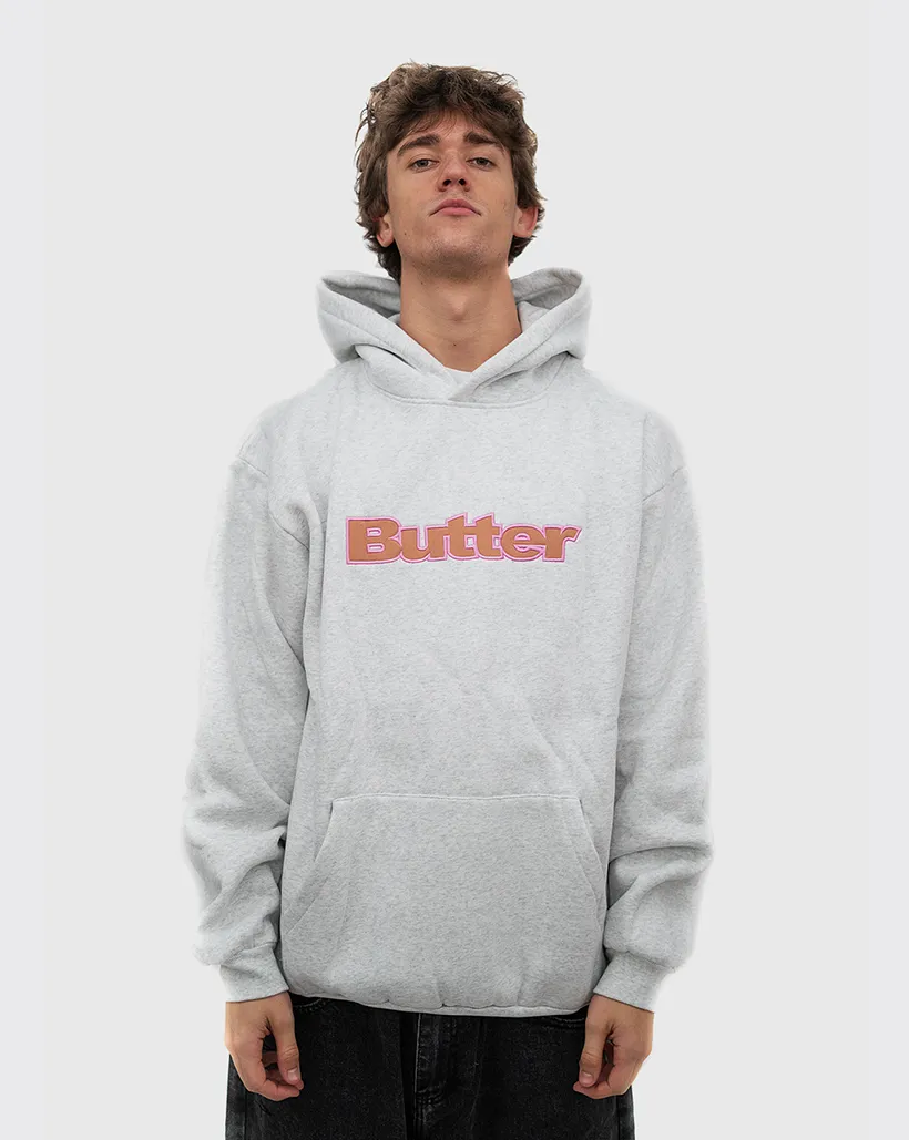 Soft Elbow Butter Goods Nylon Logo Applique Pullover Hoodie - Ash