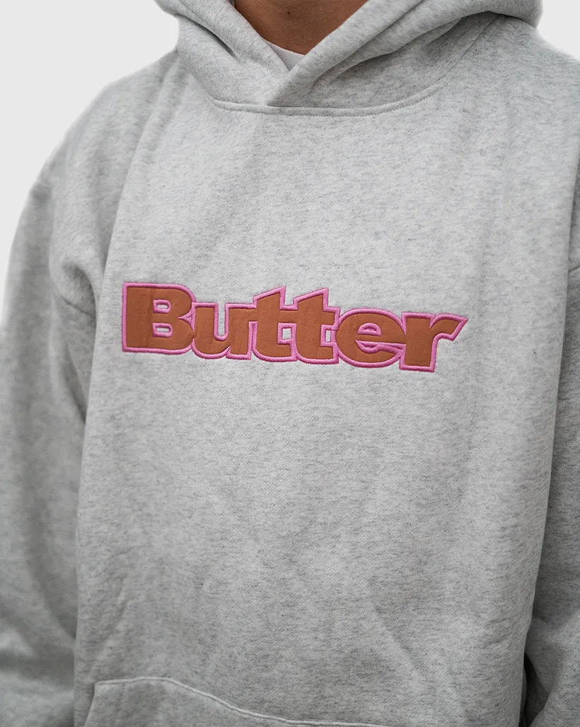 Butter Goods Nylon Logo Applique Pullover Hoodie - Ash Machine Washable Feature