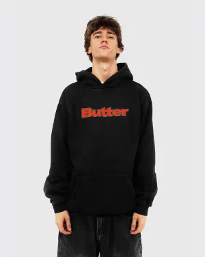 Butter Goods Nylon Logo Applique Pullover Hoodie - Black Malayan Tiger Neck