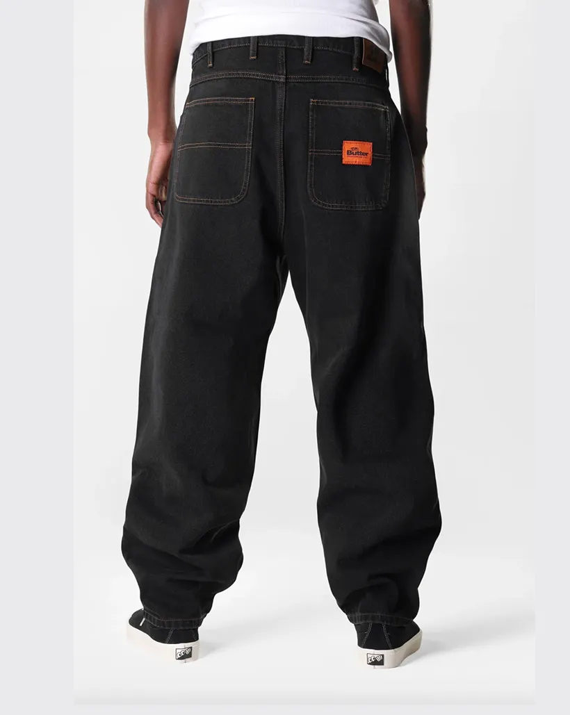 Design Plain Quality Butter Goods Santosuosso Denim Jeans - Washed Black