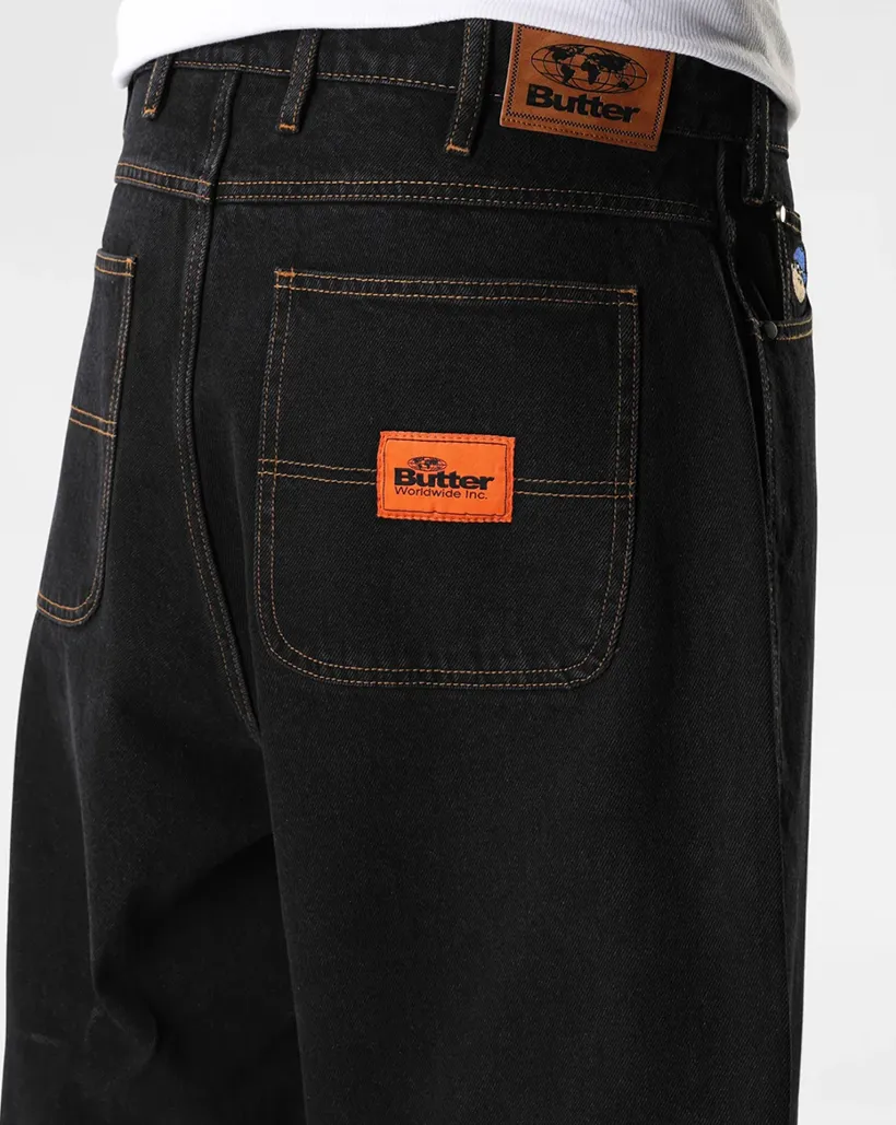 Laminated Design Butter Goods Santosuosso Denim Jeans - Washed Black