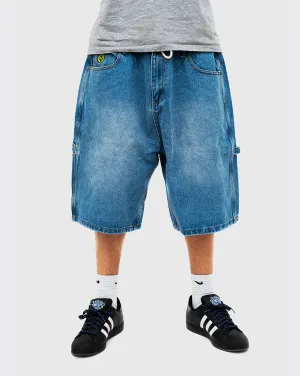 Patched Logo Comfortable In Any Season Butter Goods Weathergear Denim Shorts - Worn Indigo
