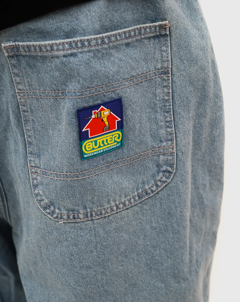 Play Activity Hooking-And-Eyeing Butter Goods Work Shorts - Washed Indigo