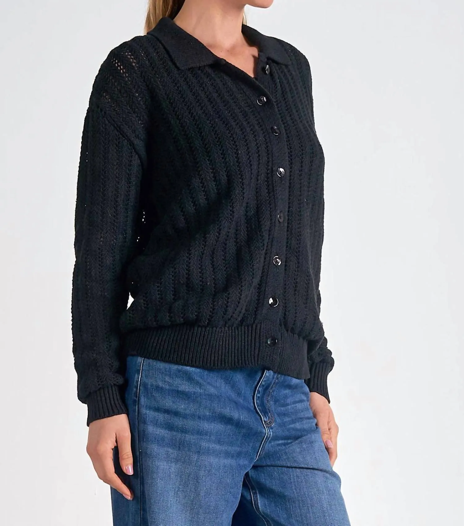 Cardigan à boutons en laine noire