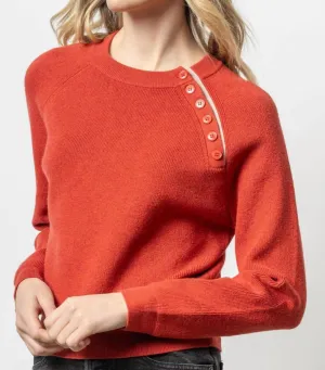 Pull col ras du cou à boutons Raglan en lave