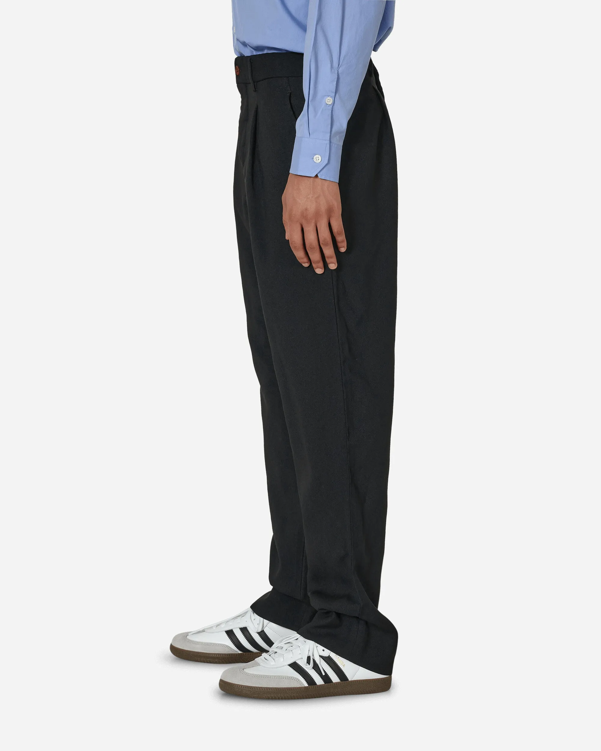 Double Front Trousers Black Flared Legs
