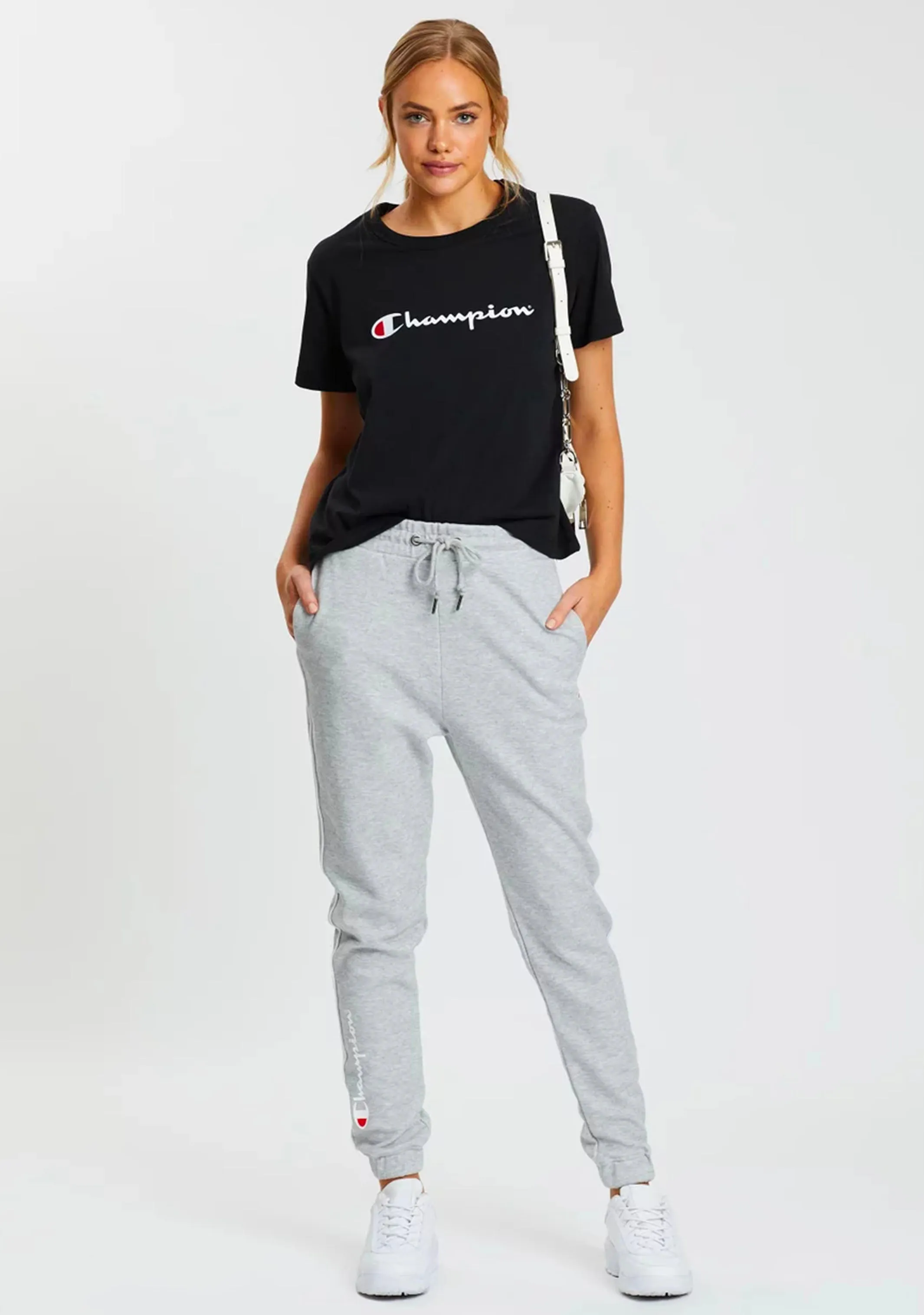 Brand Matte Finish Packaging Champion Women'S Script Short Sleeve Tee Black