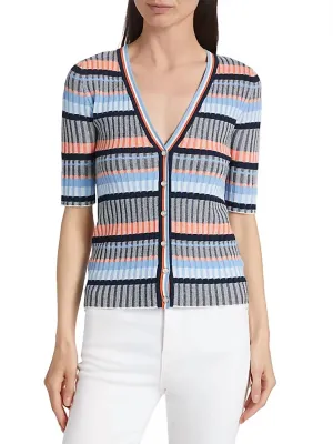 Cardigan côtelé Calliope en bleu multicolore