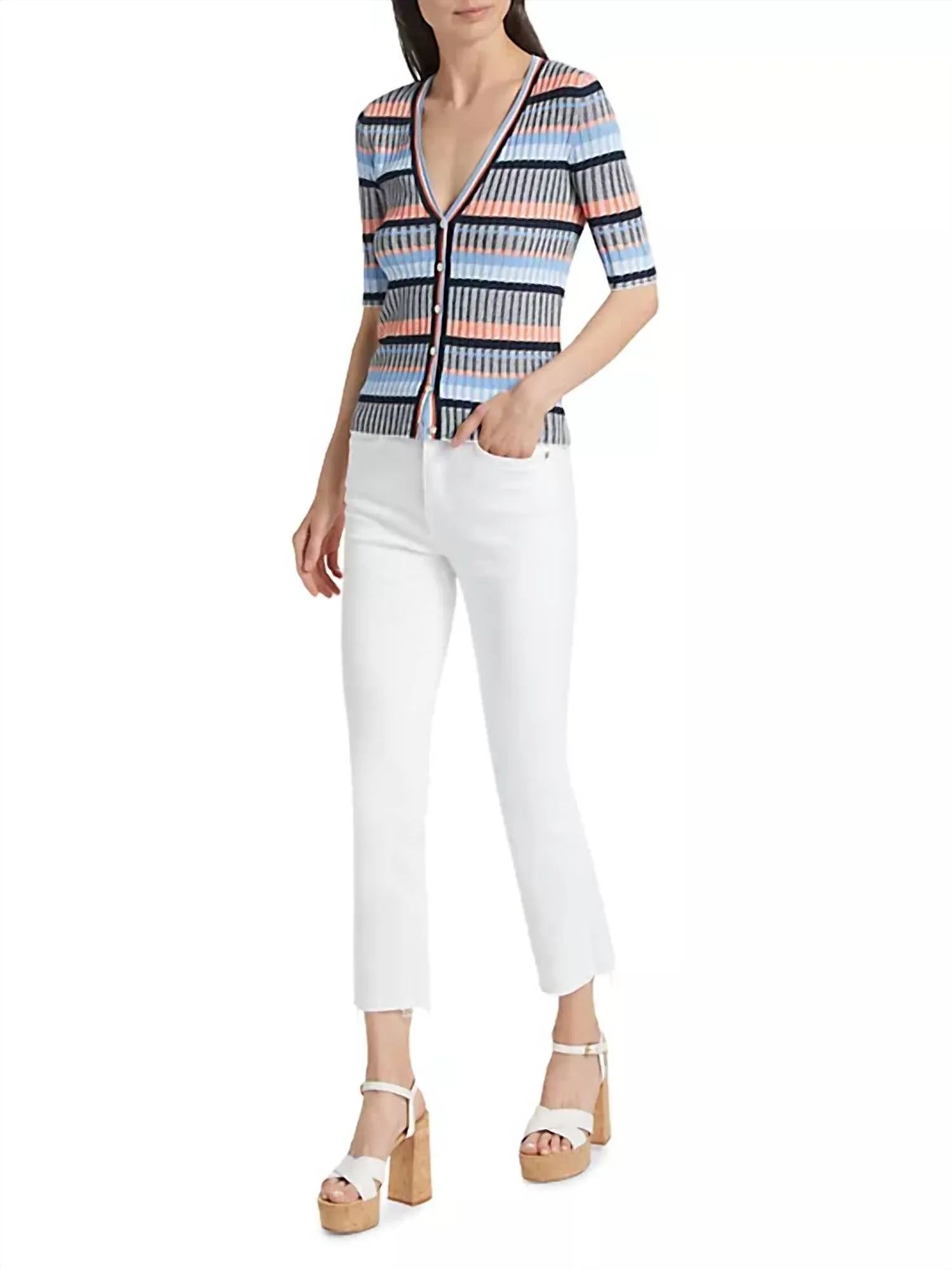 Cardigan côtelé Calliope en bleu multicolore