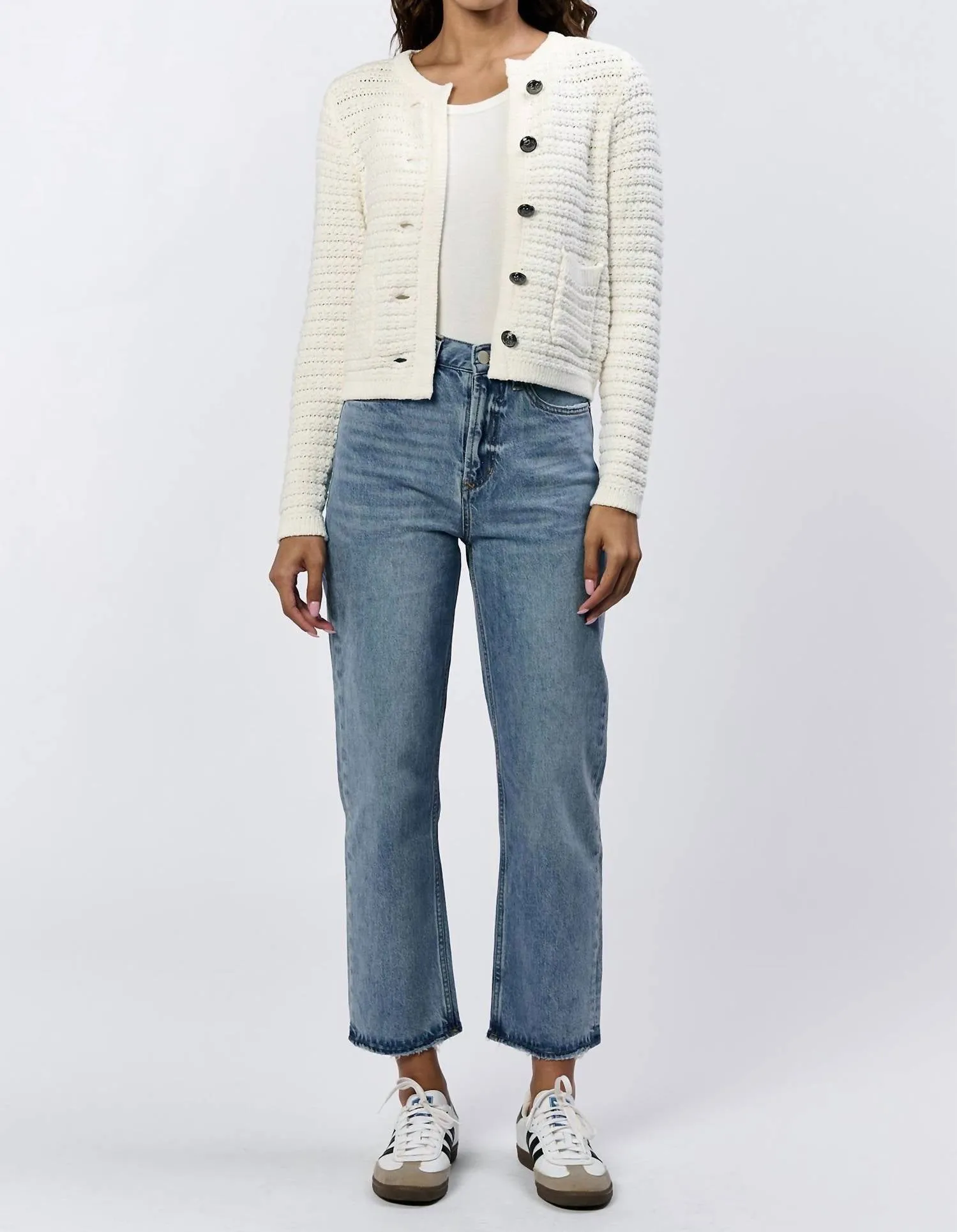 Cardigan à boutons Cambria en blanc