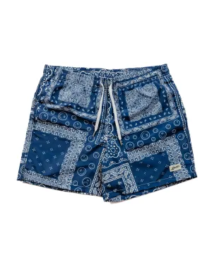 Stretchable Cuffs Never Bather Navy Bandana Swim Trunk