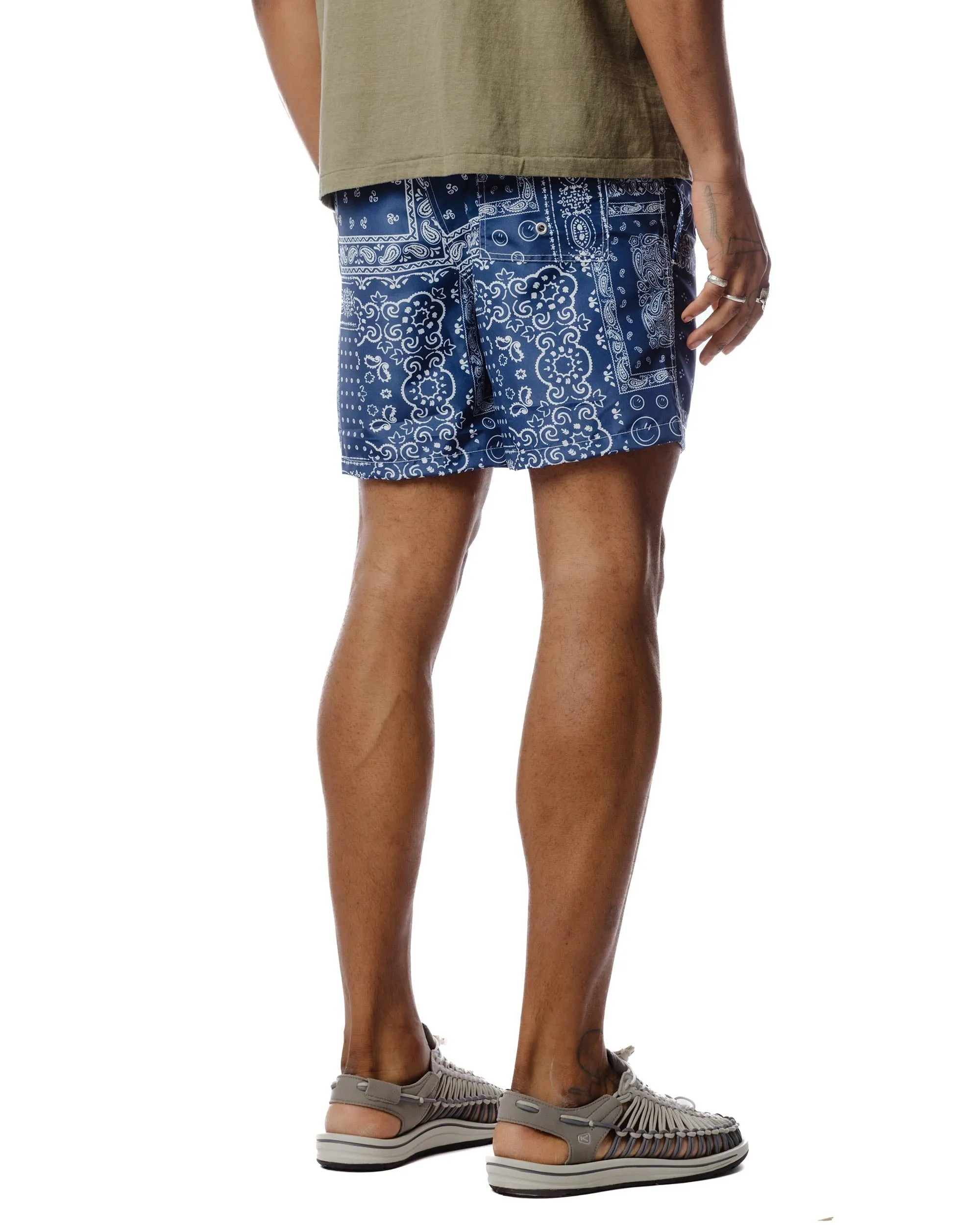 Cushioned Padding Level Bather Navy Bandana Swim Trunk