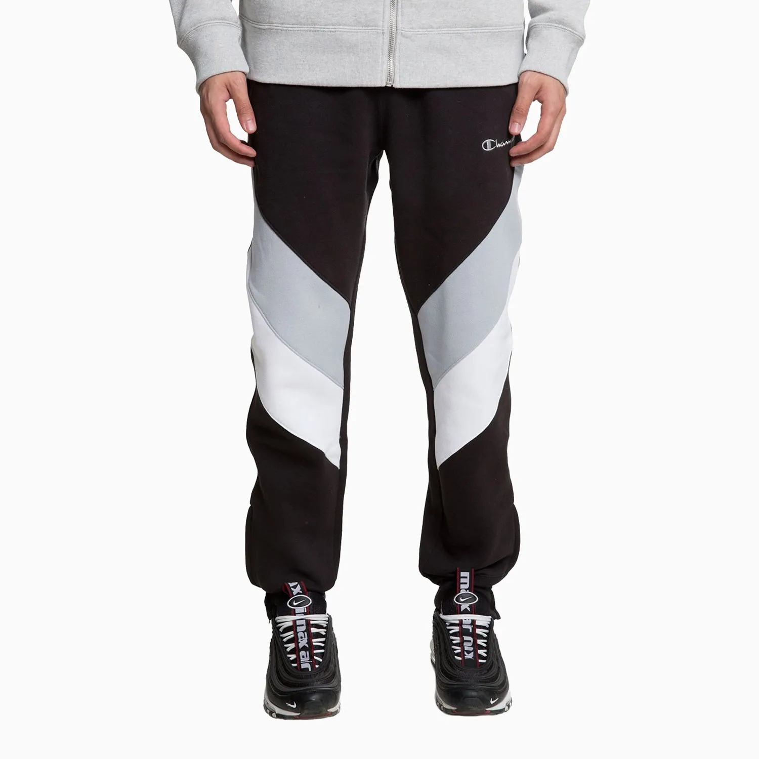 Comfortable Body Contact Smooth Lace Seams Men'S Reverse Weave Colorblock Track Pant