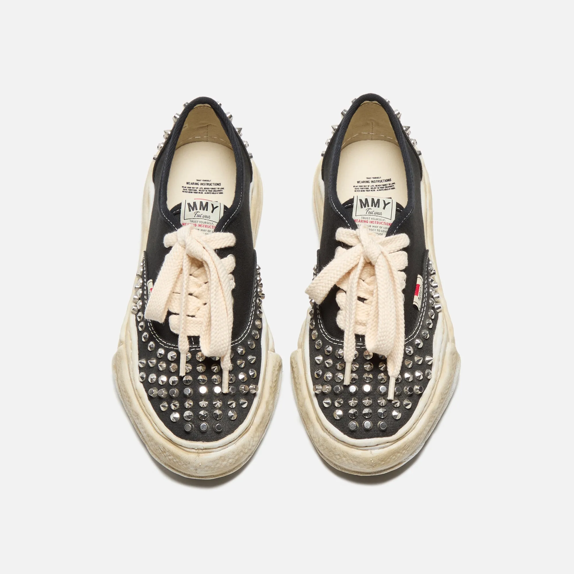 Stride with Confidence Mihara Yasuhiro Baker Original Sole Studded Canvas Low-Top Sneaker - Black