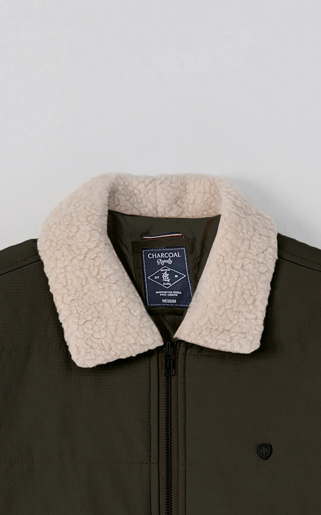 Road Shoes Comfort Assistive Quilted Fur Collar Jacket Dark Olive