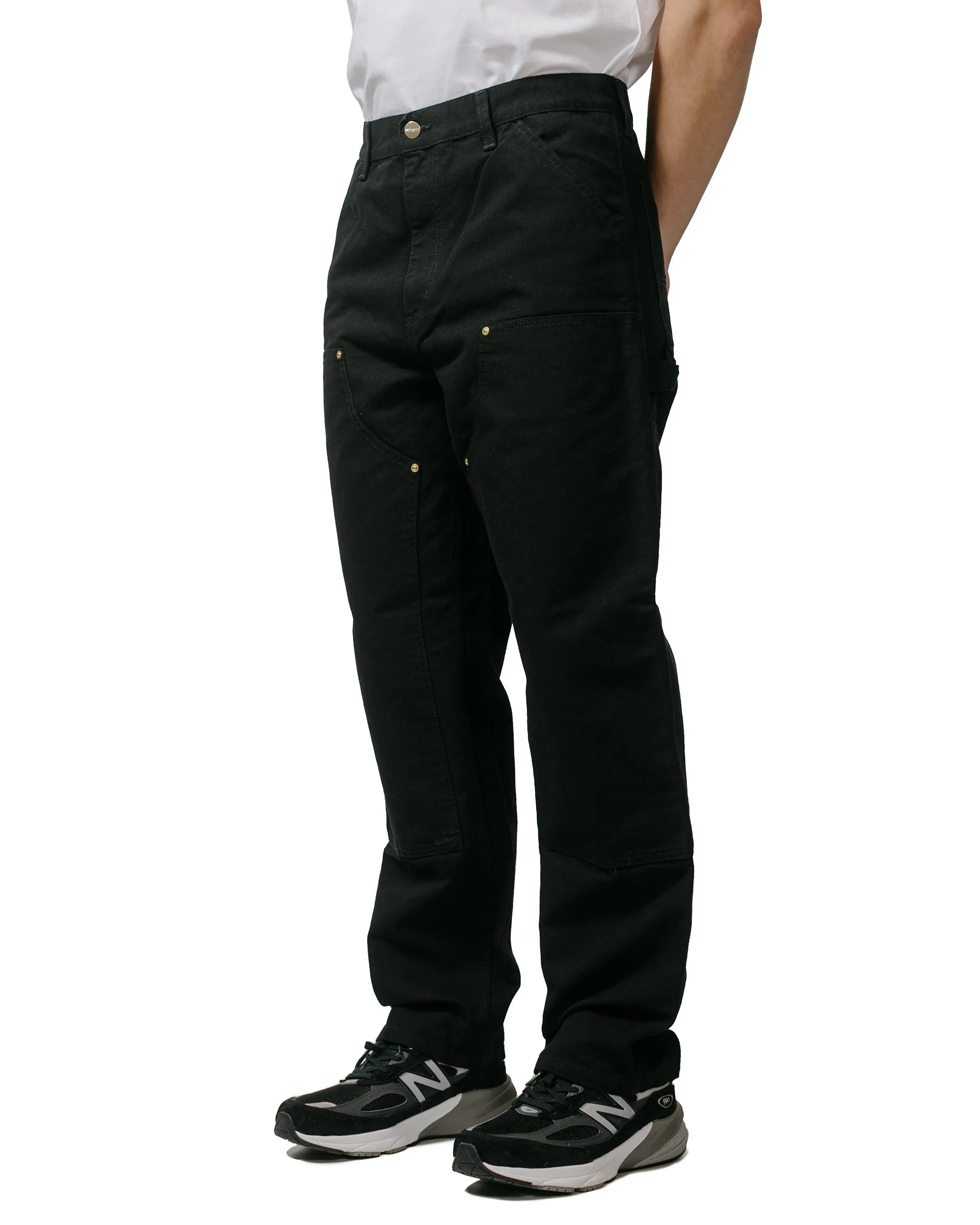 Comfortable Solid Carhartt W.I.P. Double Knee Pant Canvas Black Rinsed