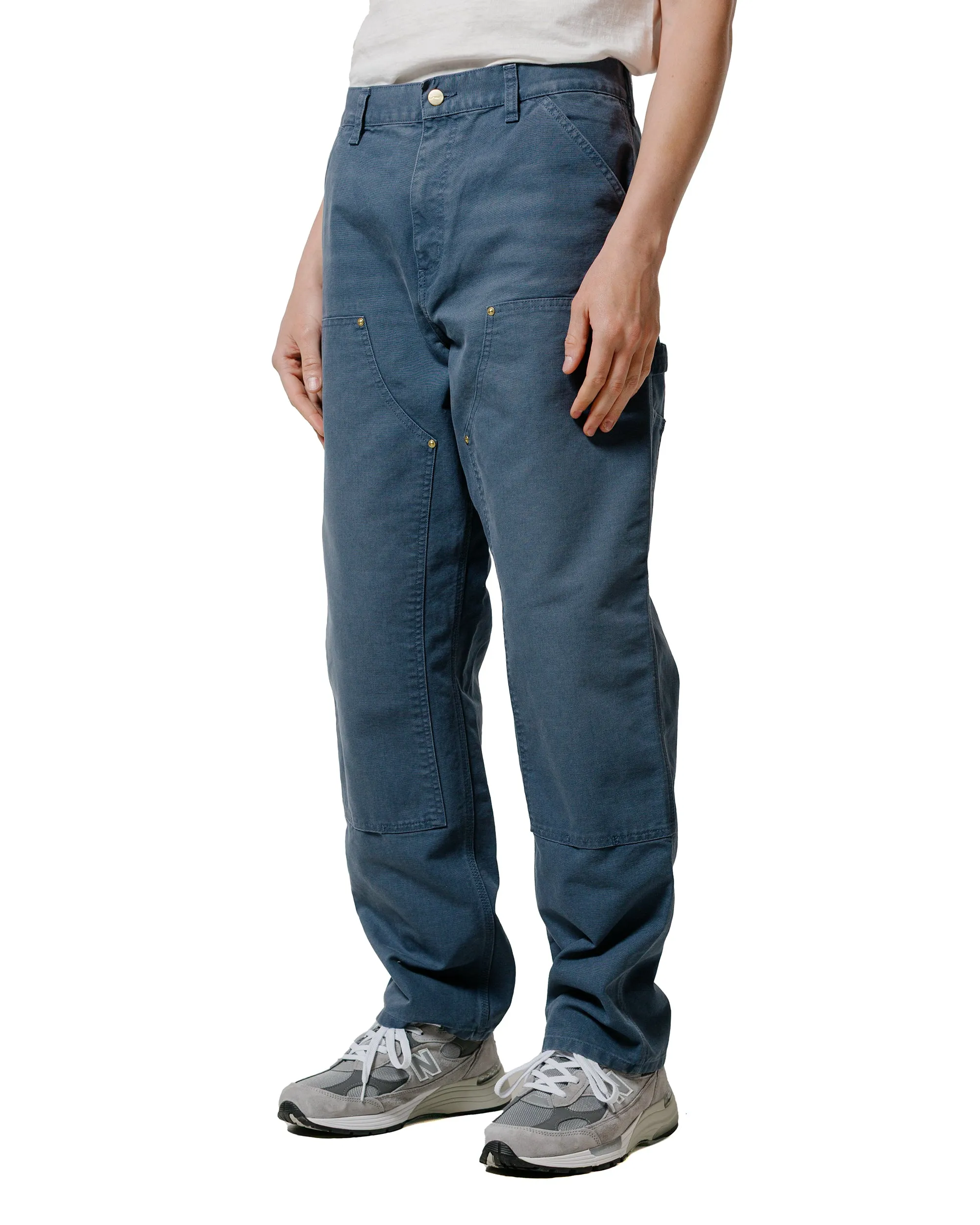 Anti-Poseidon Comfortable Cashmere Blend Carhartt W.I.P. Double Knee Pant Canvas Dusky Blue Stone Canvas