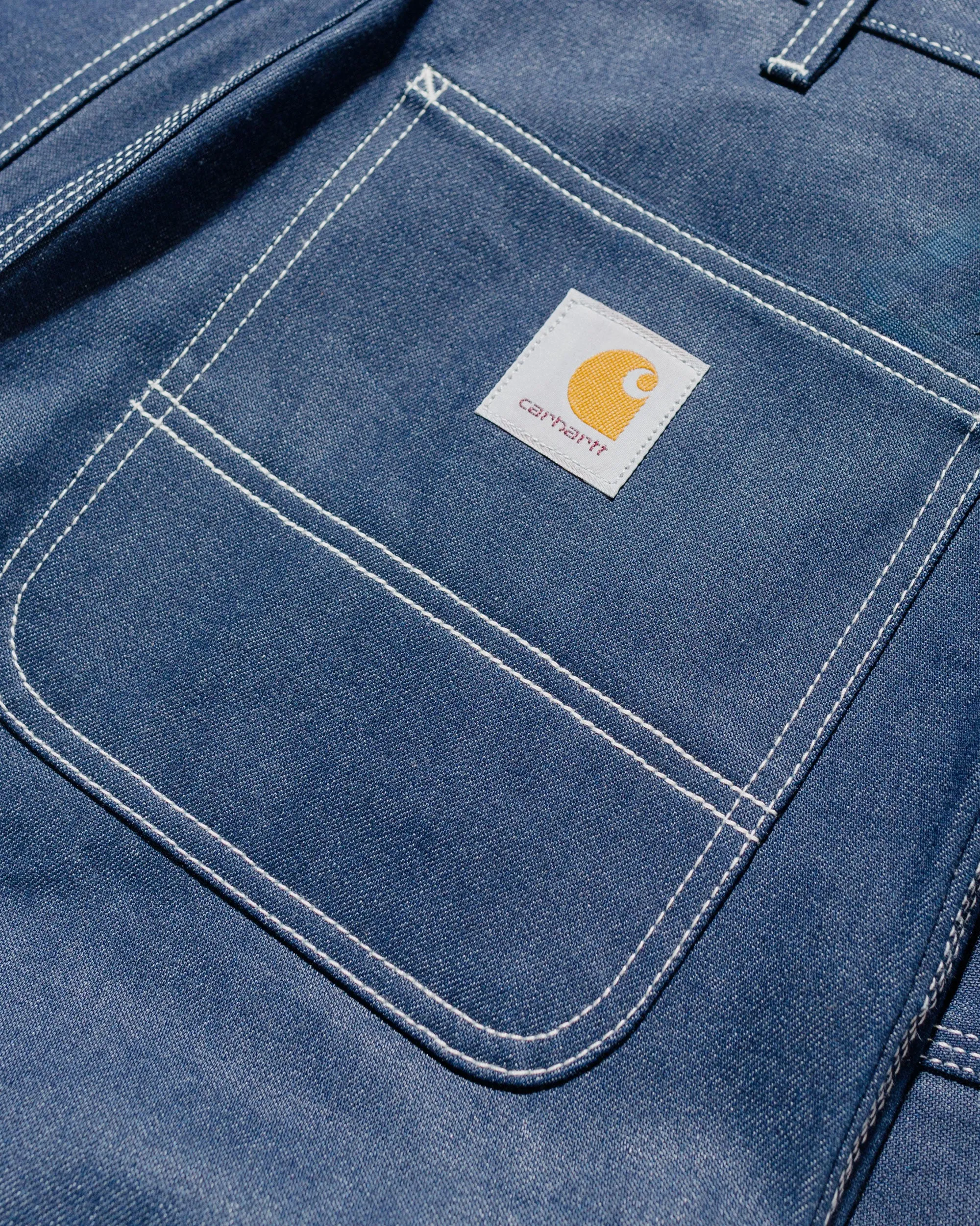 Carhartt W.I.P. Simple Pant Denim Blue Rigid Stretch Waistband Layer Ornamental Design