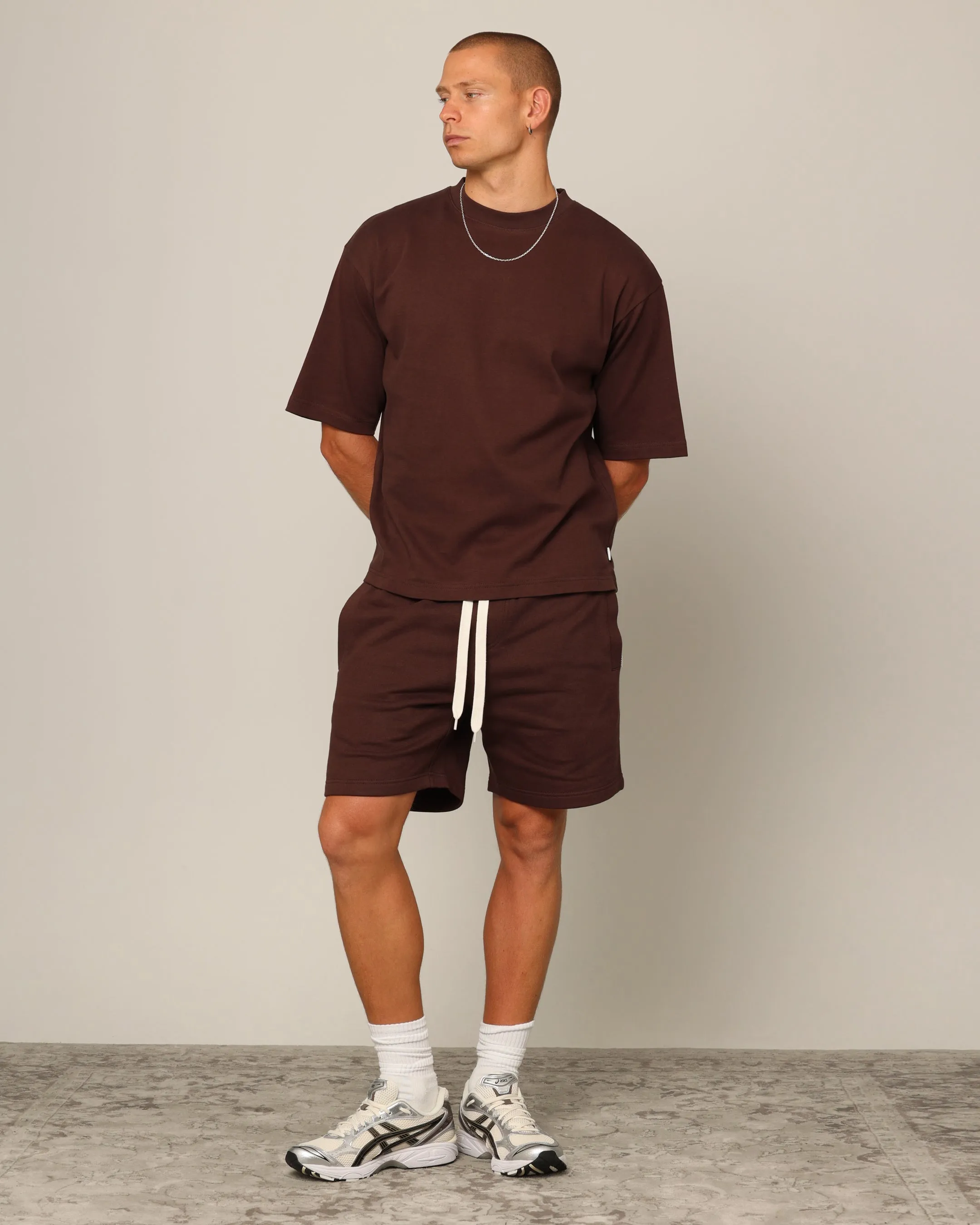 Carré Blanc Shorts de Sport Classiques Marron