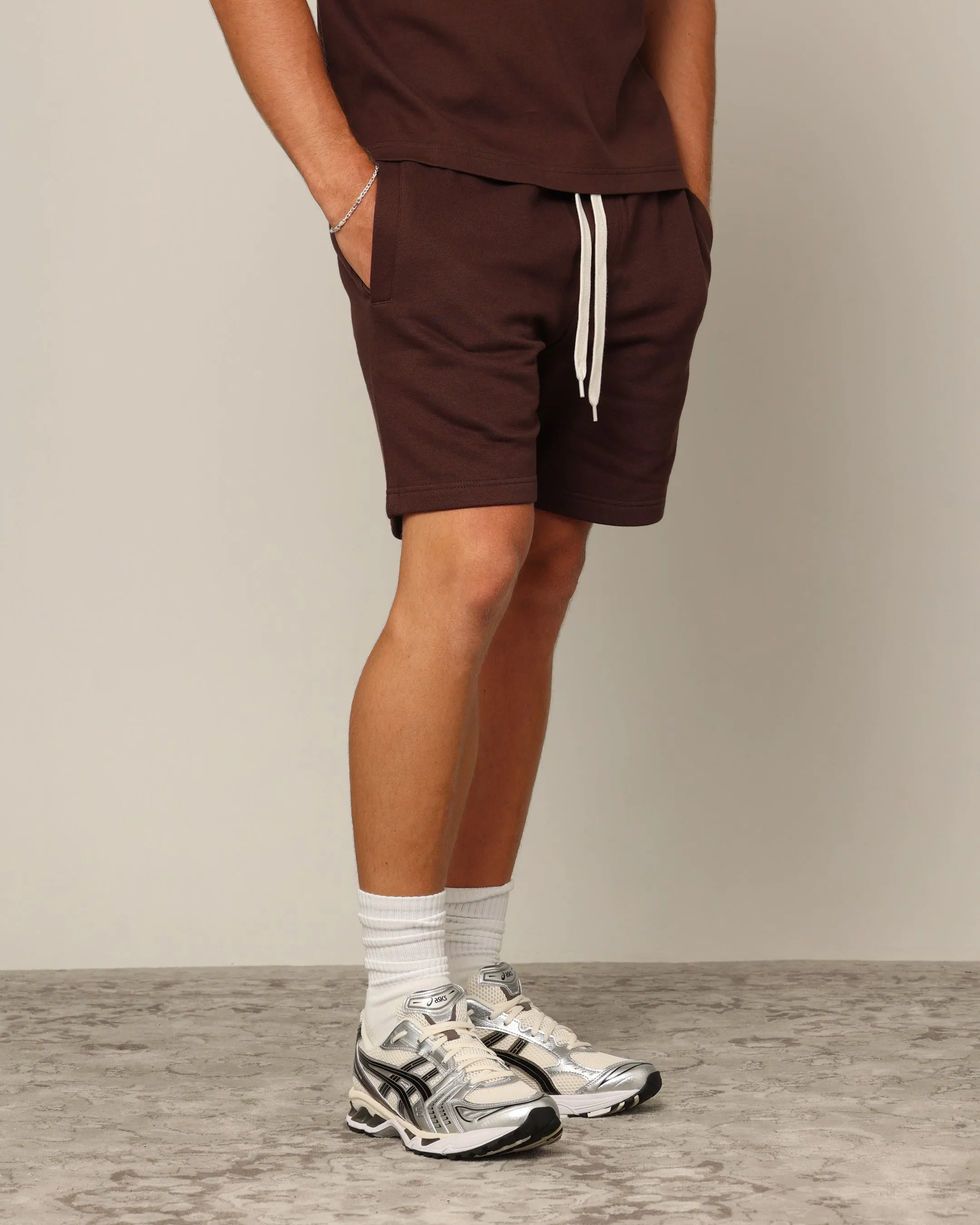 Carré Blanc Shorts de Sport Classiques Marron
