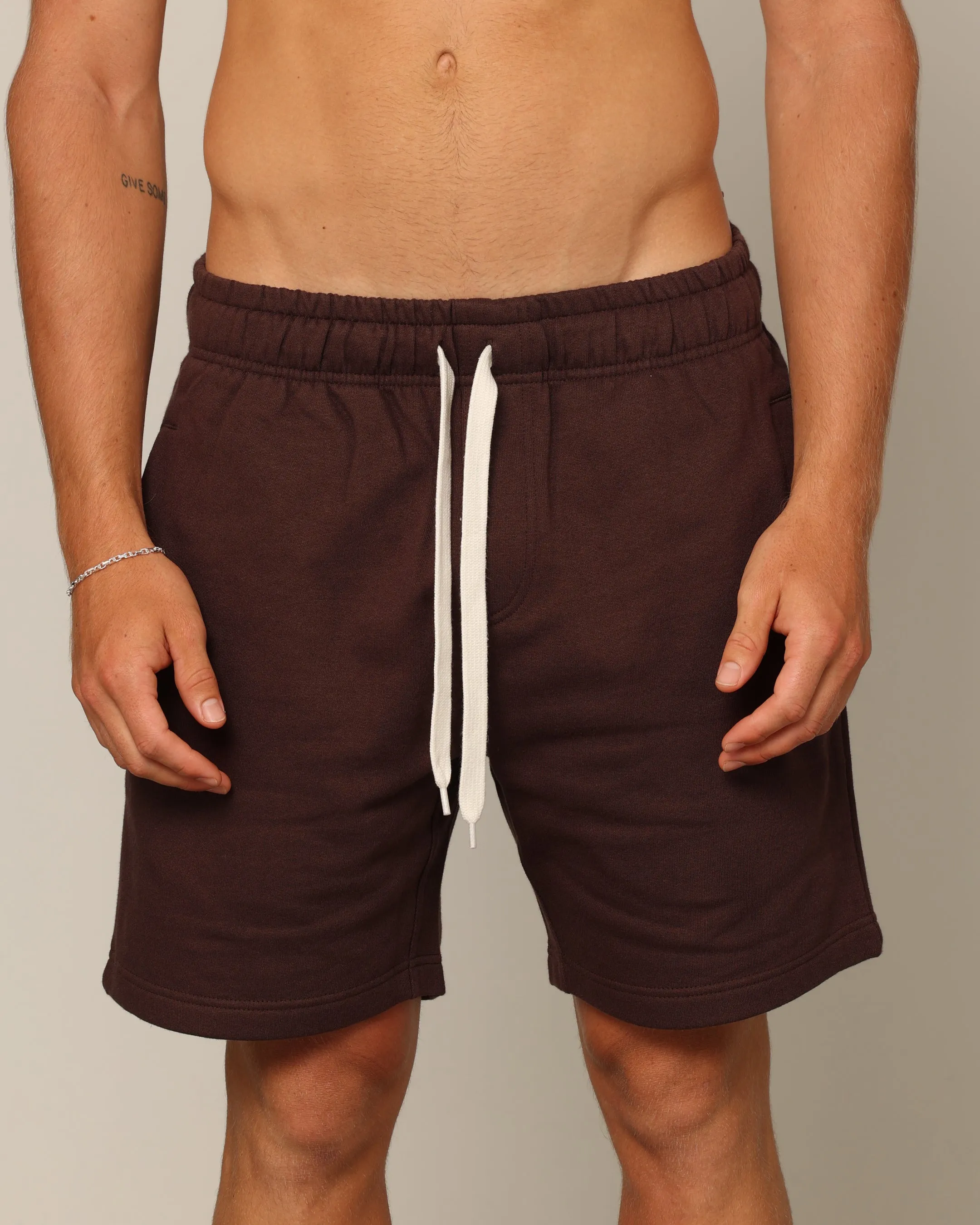 Carré Blanc Shorts de Sport Classiques Marron