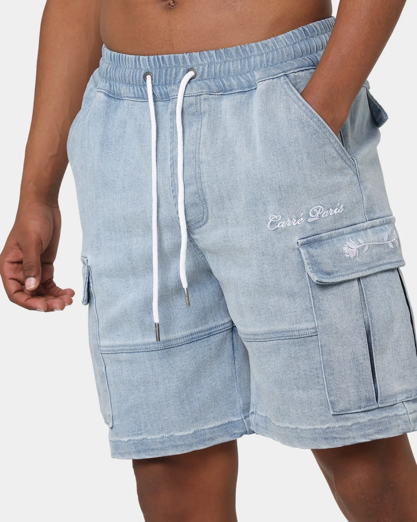Carr?? Shorts Cargo Denim Paris Vintage Bleu