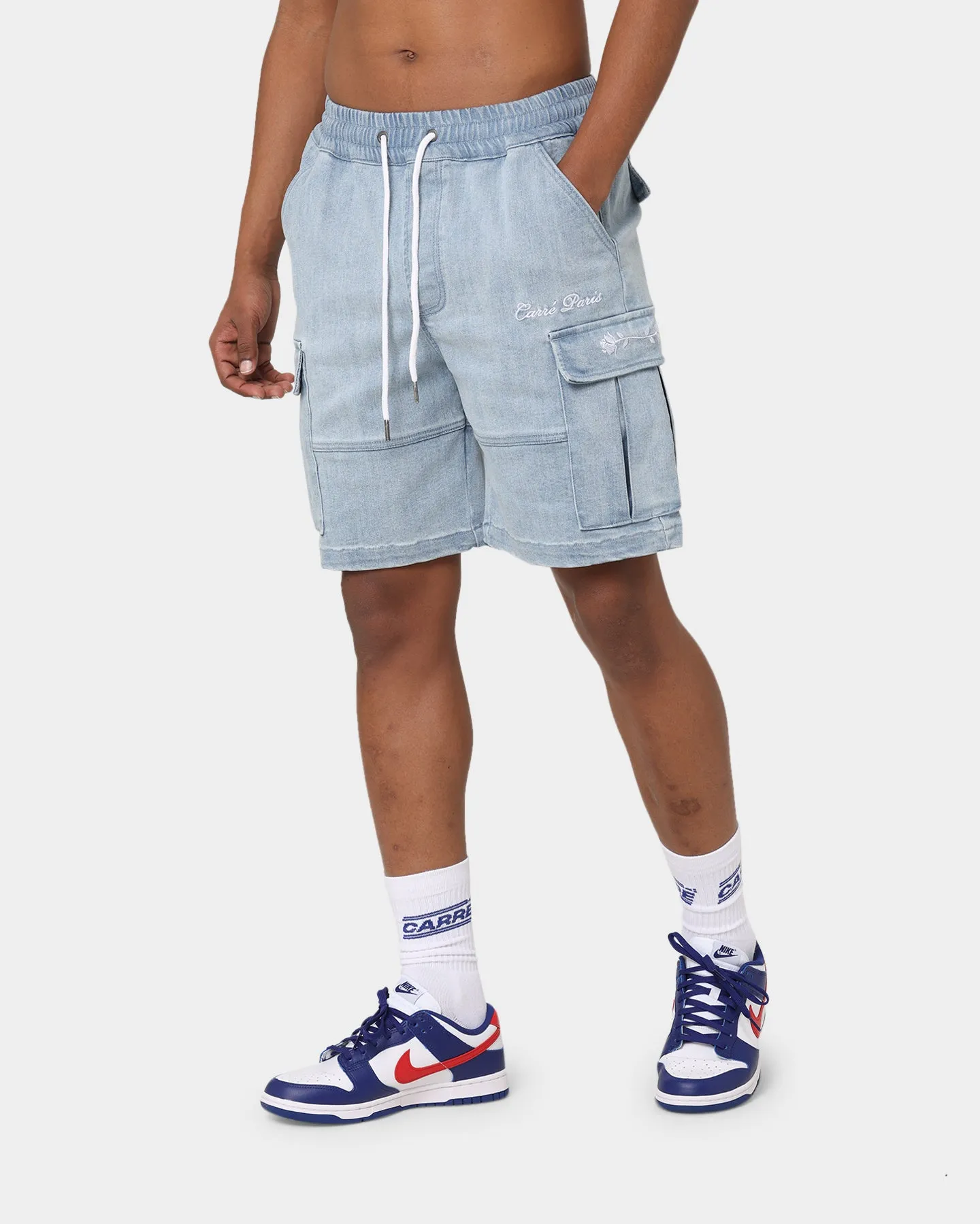 Carr?? Shorts Cargo Denim Paris Vintage Bleu