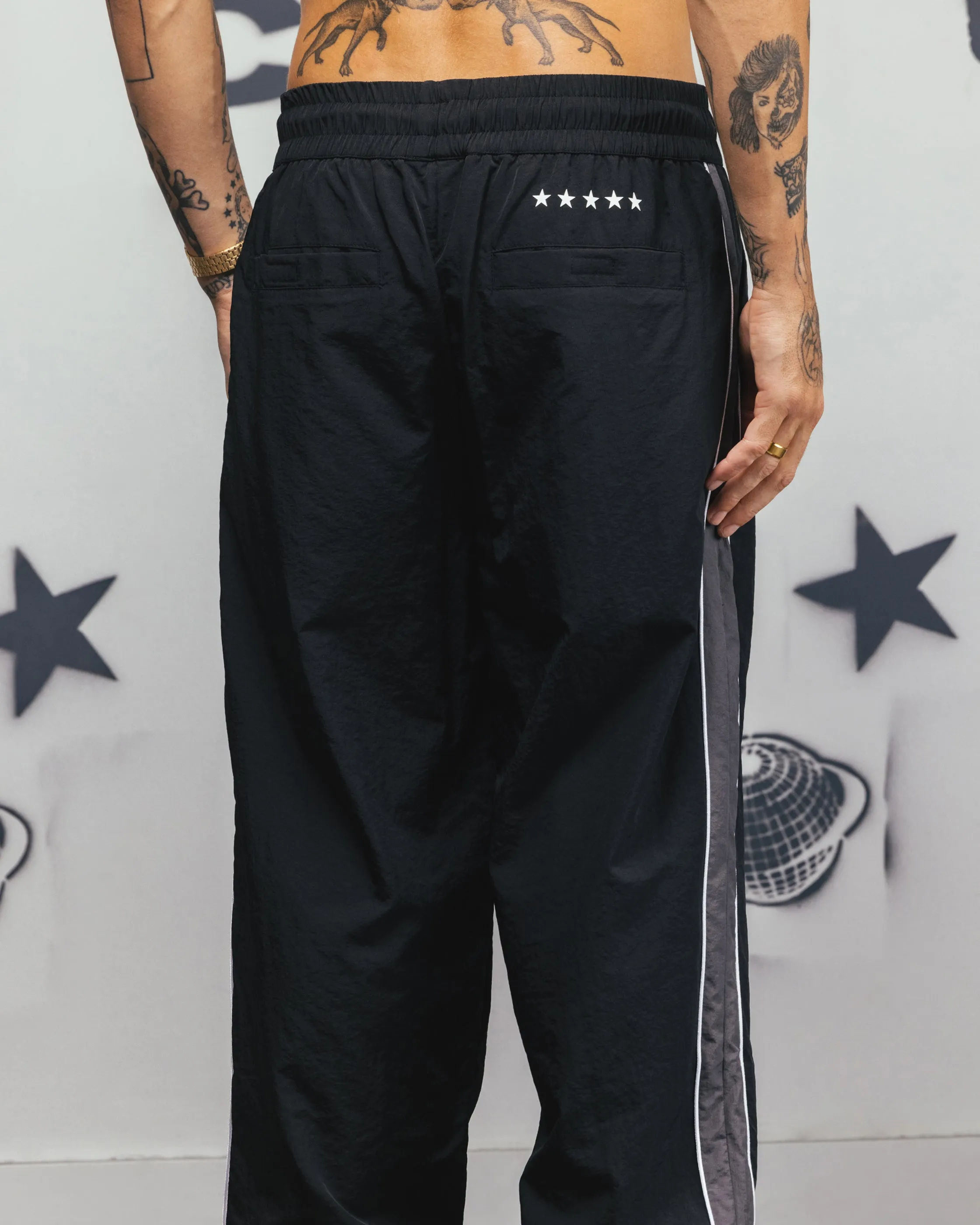 Joggers en Nylon à Panneaux Carre Rally Noir