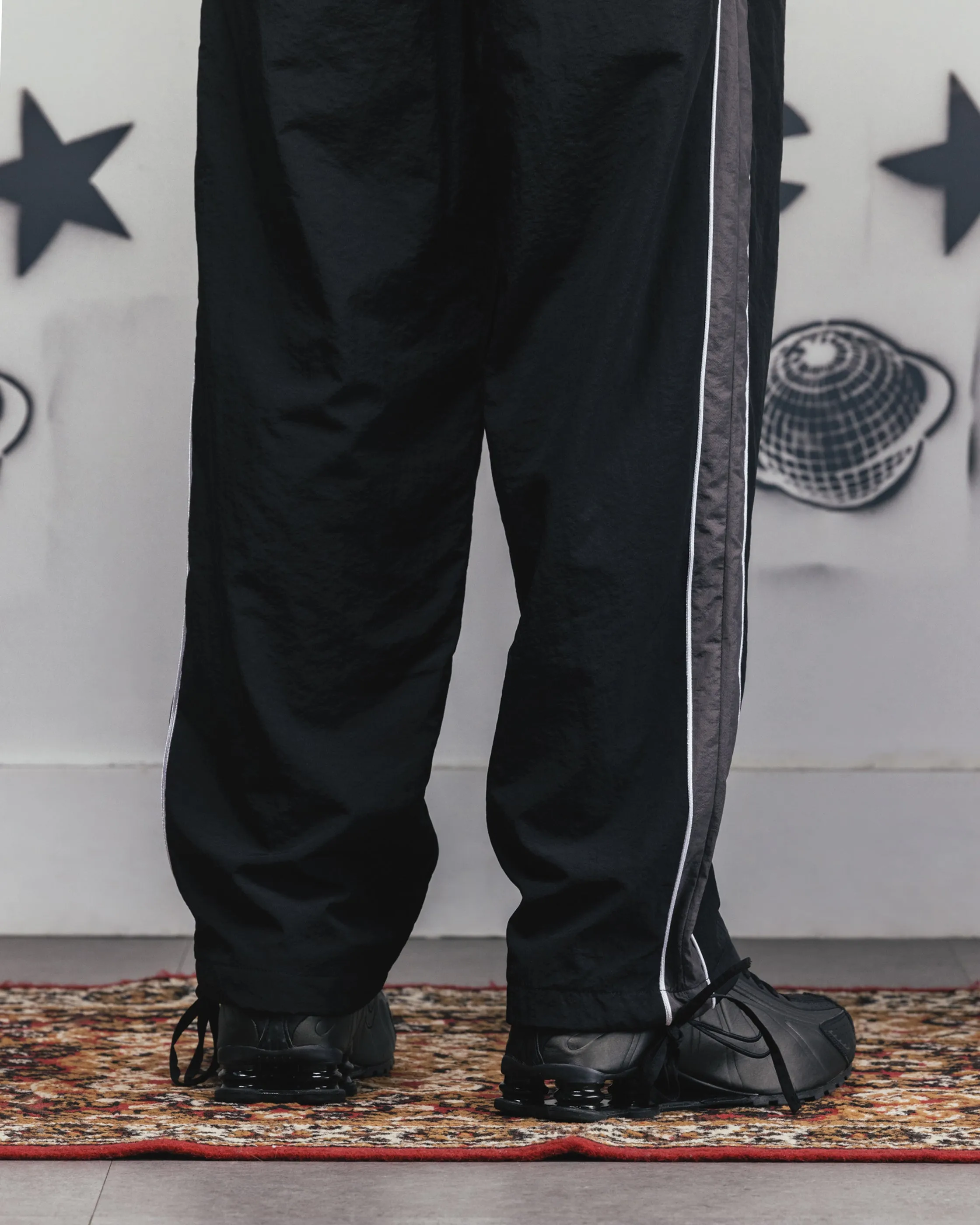 Joggers en Nylon à Panneaux Carre Rally Noir