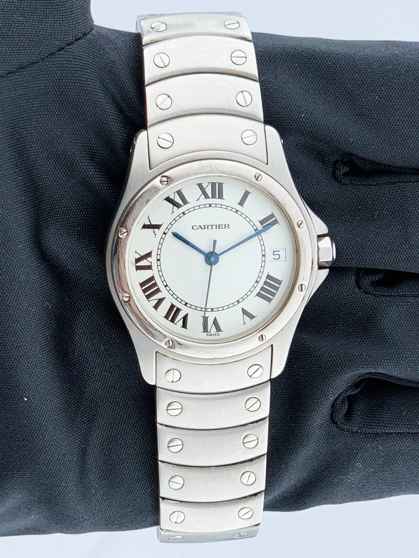 Montre pour homme automatique Cartier Cougar 1920/1 en acier avec cadran blanc