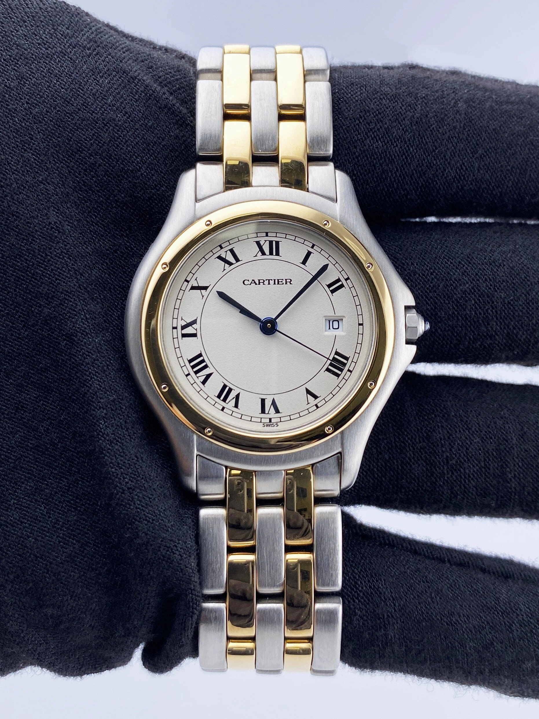 Cartier Panthere Cougar 187904 Two Tone Mens Watch Box Papers