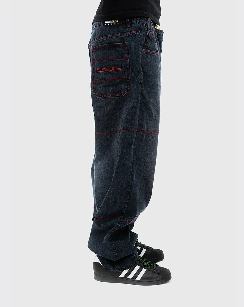 Cash Only Aleka Denim Jeans - Washed Streaky Denim Partial Coverage Style Anti-Individualism